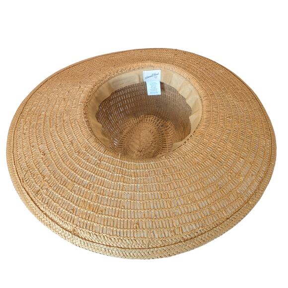 Universal Thread Round Straw Panama Beach Hat Tan Adjustable Fit - Picture 6 of 11